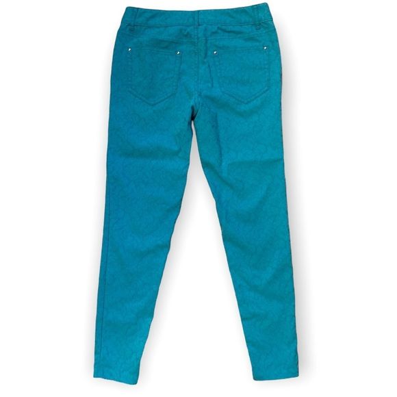CACHE Turquoise Textured Printed Skinny Ankle Pants - Picture 5 of 9